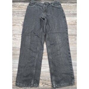 LL Bean Flannel Lined Grey Jeans Relaxed Fit Mens 36/32 Slight Taper Leg Denim